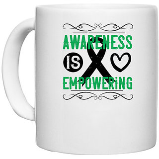                       UDNAG White Ceramic Coffee / Tea Mug 'Awareness | Awareness is empowering' Perfect for Gifting [330ml]                                              