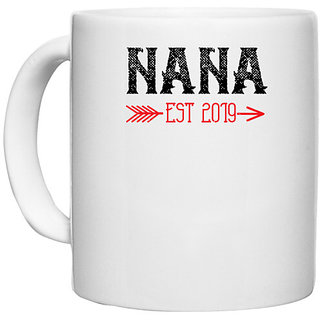                       UDNAG White Ceramic Coffee / Tea Mug 'Grand Father | NANA Est 2019' Perfect for Gifting [330ml]                                              