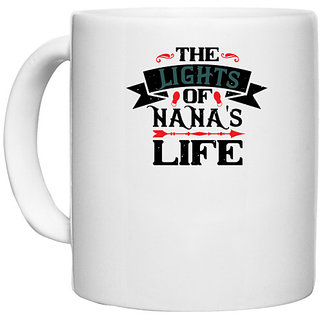                       UDNAG White Ceramic Coffee / Tea Mug 'Grand Father | THE LIGHTS OF NANAS LIFE' Perfect for Gifting [330ml]                                              