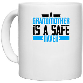                       UDNAG White Ceramic Coffee / Tea Mug 'Grand Mother | A Grandmother is a safe haven' Perfect for Gifting [330ml]                                              