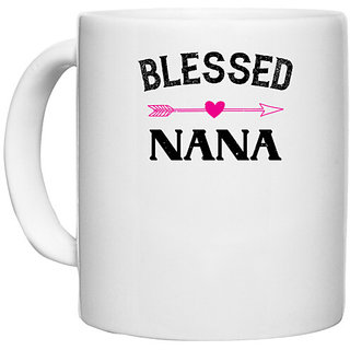                       UDNAG White Ceramic Coffee / Tea Mug 'Grand father | blessed nana' Perfect for Gifting [330ml]                                              