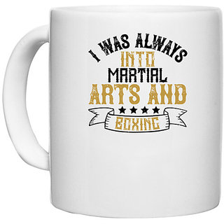                       UDNAG White Ceramic Coffee / Tea Mug 'Boxing | I was always into martial arts and boxing' Perfect for Gifting [330ml]                                              