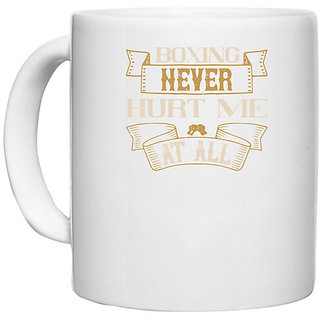                       UDNAG White Ceramic Coffee / Tea Mug 'Boxing | Boxing never hurt me at all' Perfect for Gifting [330ml]                                              