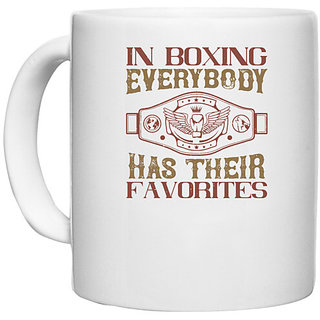                       UDNAG White Ceramic Coffee / Tea Mug 'Boxing | In boxing, everybody has their favorites' Perfect for Gifting [330ml]                                              