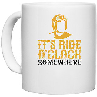                       UDNAG White Ceramic Coffee / Tea Mug 'Motorcycle | its ride oclock somewhere' Perfect for Gifting [330ml]                                              