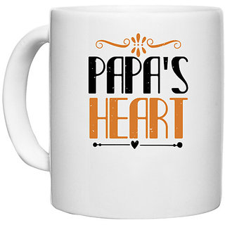                       UDNAG White Ceramic Coffee / Tea Mug 'Papa, Father | papa's heart' Perfect for Gifting [330ml]                                              