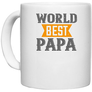                       UDNAG White Ceramic Coffee / Tea Mug 'Father | world best papa 1' Perfect for Gifting [330ml]                                              
