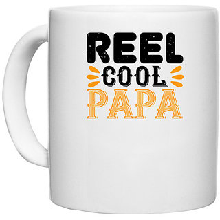                       UDNAG White Ceramic Coffee / Tea Mug 'Father | reel cool papa' Perfect for Gifting [330ml]                                              
