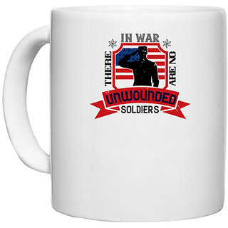                       UDNAG White Ceramic Coffee / Tea Mug 'Soldier | 01 .In war, there are no unwounded (1)' Perfect for Gifting [330ml]                                              