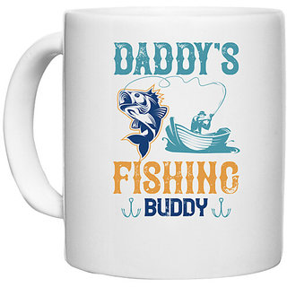                      UDNAG White Ceramic Coffee / Tea Mug 'Fishing | daddys fishing buddy' Perfect for Gifting [330ml]                                              
