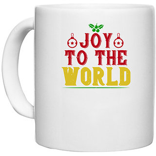                       UDNAG White Ceramic Coffee / Tea Mug 'Christmas | joy to the world' Perfect for Gifting [330ml]                                              