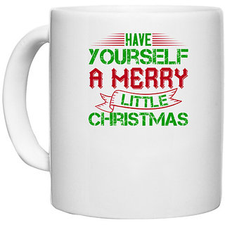                       UDNAG White Ceramic Coffee / Tea Mug 'Christmas | Have yourself a merry little Christmas' Perfect for Gifting [330ml]                                              