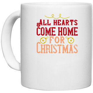                       UDNAG White Ceramic Coffee / Tea Mug 'Christmas | All hearts come home for Christmas copy' Perfect for Gifting [330ml]                                              