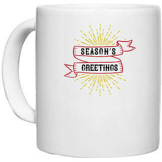                       UDNAG White Ceramic Coffee / Tea Mug 'Christmas | Seasons greetings' Perfect for Gifting [330ml]                                              