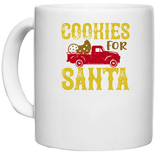                       UDNAG White Ceramic Coffee / Tea Mug 'Christmas | Cookies for Santa' Perfect for Gifting [330ml]                                              