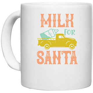                       UDNAG White Ceramic Coffee / Tea Mug 'Christmas | Milk for Santa' Perfect for Gifting [330ml]                                              
