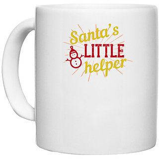                       UDNAG White Ceramic Coffee / Tea Mug 'Christmas | Santas little helper' Perfect for Gifting [330ml]                                              