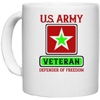                      UDNAG White Ceramic Coffee / Tea Mug 'Soldier | u.s. army veteran defender of freedom' Perfect for Gifting [330ml]                                              