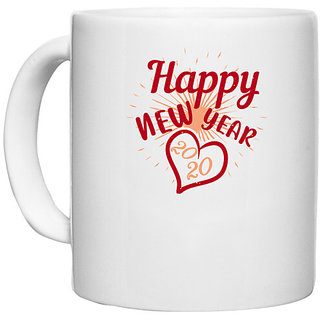                       UDNAG White Ceramic Coffee / Tea Mug 'Happy new year | happy new year 2020' Perfect for Gifting [330ml]                                              