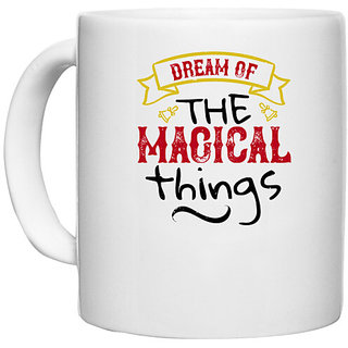                       UDNAG White Ceramic Coffee / Tea Mug 'Christmas | dream of the magical things' Perfect for Gifting [330ml]                                              