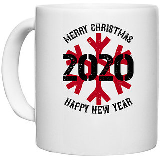                       UDNAG White Ceramic Coffee / Tea Mug 'Christmas | Merry christmas 2020 happy new year' Perfect for Gifting [330ml]                                              