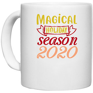                       UDNAG White Ceramic Coffee / Tea Mug 'Christmas | magical holiday season 2020' Perfect for Gifting [330ml]                                              