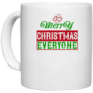                       UDNAG White Ceramic Coffee / Tea Mug 'Christmas | merry christmas everyone' Perfect for Gifting [330ml]                                              