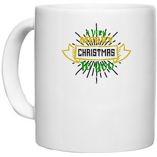                       UDNAG White Ceramic Coffee / Tea Mug 'Christmas | A very merry christmas to you' Perfect for Gifting [330ml]                                              