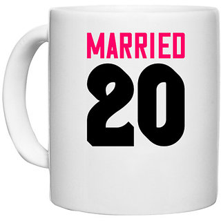                       UDNAG White Ceramic Coffee / Tea Mug 'Couple | married 20' Perfect for Gifting [330ml]                                              
