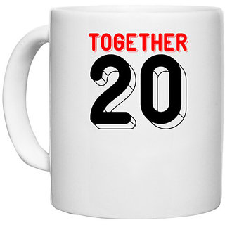                       UDNAG White Ceramic Coffee / Tea Mug 'Couple | together 20' Perfect for Gifting [330ml]                                              