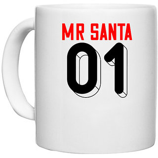                       UDNAG White Ceramic Coffee / Tea Mug 'Christmas | Mr.santa 01' Perfect for Gifting [330ml]                                              