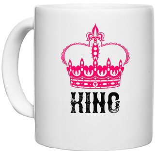                      UDNAG White Ceramic Coffee / Tea Mug 'Couple | king' Perfect for Gifting [330ml]                                              