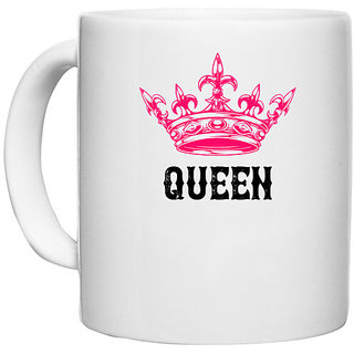                       UDNAG White Ceramic Coffee / Tea Mug 'Couple | Queen' Perfect for Gifting [330ml]                                              