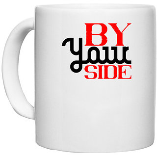                      UDNAG White Ceramic Coffee / Tea Mug 'Couple | by your side' Perfect for Gifting [330ml]                                              