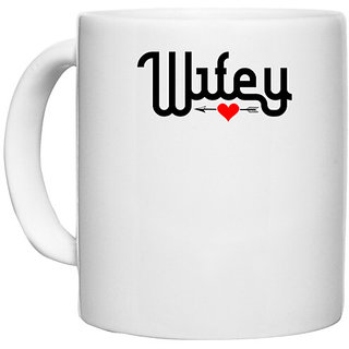                       UDNAG White Ceramic Coffee / Tea Mug 'Couple | wifey' Perfect for Gifting [330ml]                                              
