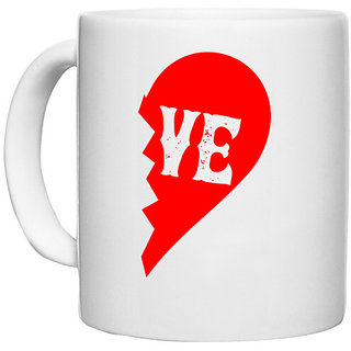                       UDNAG White Ceramic Coffee / Tea Mug 'Couple | love 2' Perfect for Gifting [330ml]                                              