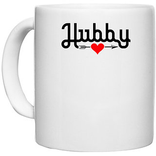                       UDNAG White Ceramic Coffee / Tea Mug 'Couple | hubby' Perfect for Gifting [330ml]                                              