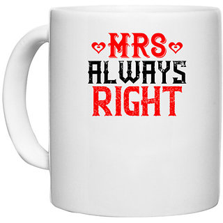                       UDNAG White Ceramic Coffee / Tea Mug 'Couple | Mr always right' Perfect for Gifting [330ml]                                              