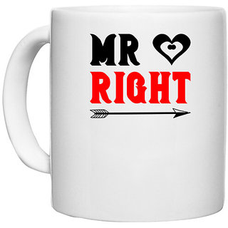                       UDNAG White Ceramic Coffee / Tea Mug 'Couple | Mr.right' Perfect for Gifting [330ml]                                              