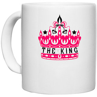                       UDNAG White Ceramic Coffee / Tea Mug 'Couple | the king' Perfect for Gifting [330ml]                                              