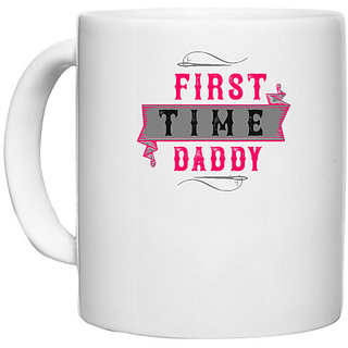                       UDNAG White Ceramic Coffee / Tea Mug 'Couple | first time daddy' Perfect for Gifting [330ml]                                              