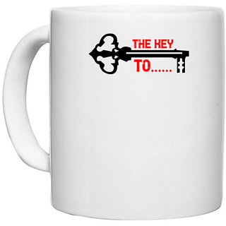                       UDNAG White Ceramic Coffee / Tea Mug 'Couple | the key to' Perfect for Gifting [330ml]                                              