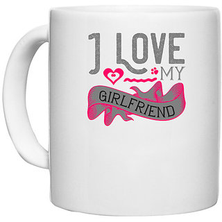                       UDNAG White Ceramic Coffee / Tea Mug 'Couple | i love my girl friend' Perfect for Gifting [330ml]                                              