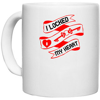                       UDNAG White Ceramic Coffee / Tea Mug 'Couple | i looked my heart' Perfect for Gifting [330ml]                                              