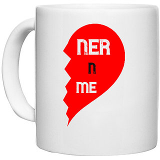                       UDNAG White Ceramic Coffee / Tea Mug 'Couple | partner in crime 2' Perfect for Gifting [330ml]                                              