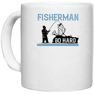                       UDNAG White Ceramic Coffee / Tea Mug 'Fishing | Just Call Me Pretty and Take Me Fishing-3' Perfect for Gifting [330ml]                                              