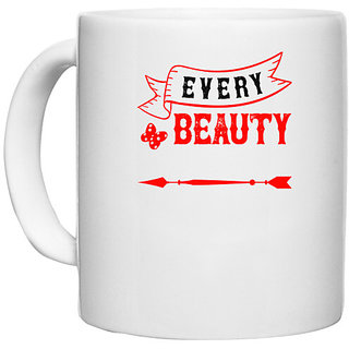                       UDNAG White Ceramic Coffee / Tea Mug 'Couple | every beauty needs a beast' Perfect for Gifting [330ml]                                              