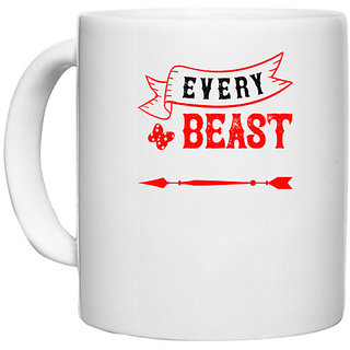                       UDNAG White Ceramic Coffee / Tea Mug 'Couple | every beast needs a beauty' Perfect for Gifting [330ml]                                              