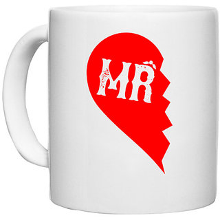                       UDNAG White Ceramic Coffee / Tea Mug 'Couple | Mr' Perfect for Gifting [330ml]                                              