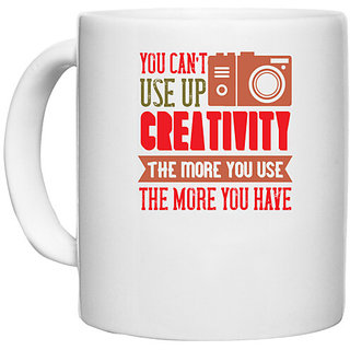                       UDNAG White Ceramic Coffee / Tea Mug 'Cameraman | YOU CANT use up creativity' Perfect for Gifting [330ml]                                              